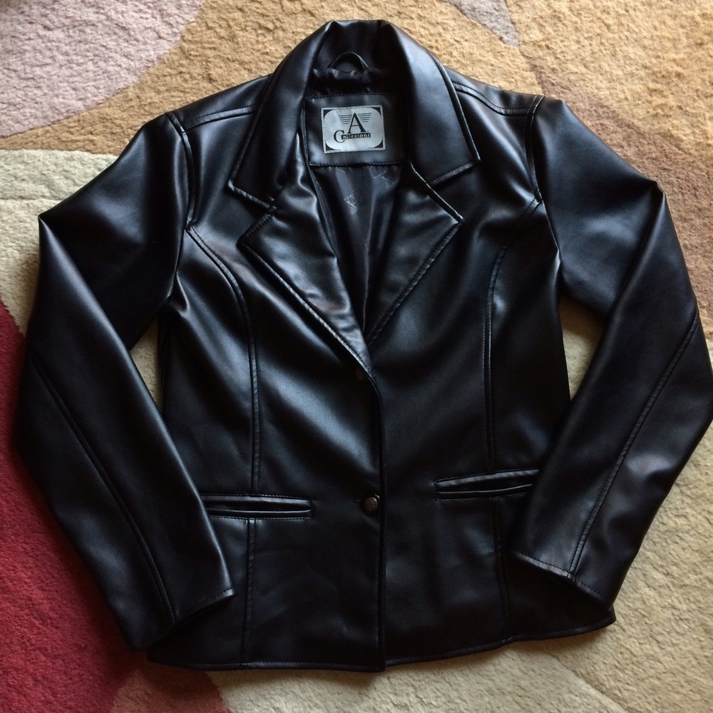 NWOT A. Collezioni Black Women’s Pleather Jacket